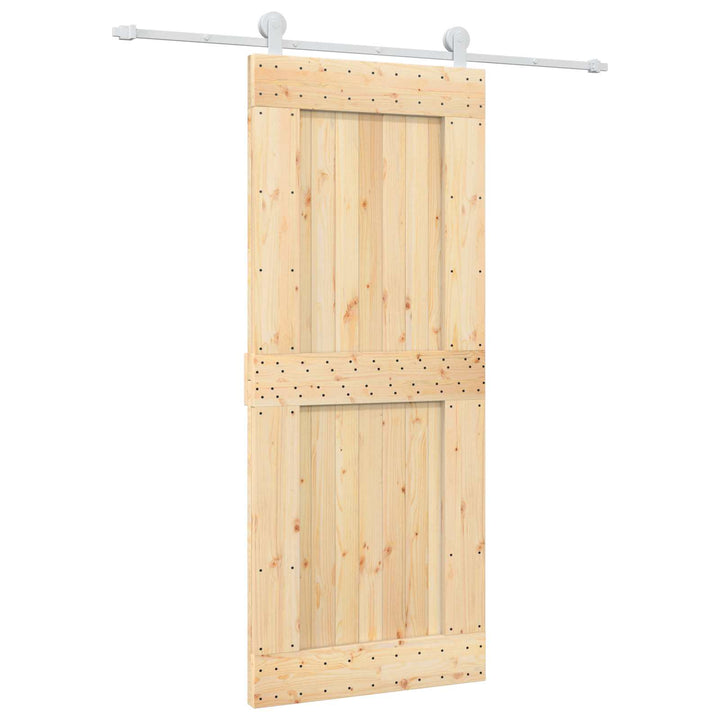 Skjutdörr Naturlig Och Vit 85 X 210 Cm Massiv Furuträdörr