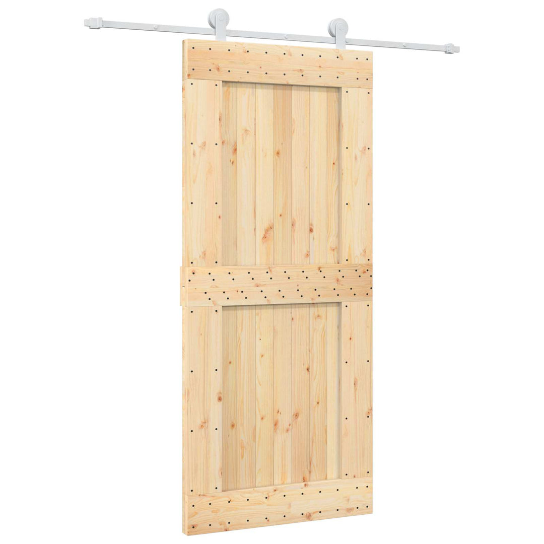 Skjutdörr Naturlig Och Vit 90 X 210 Cm Massiv Furuträdörr