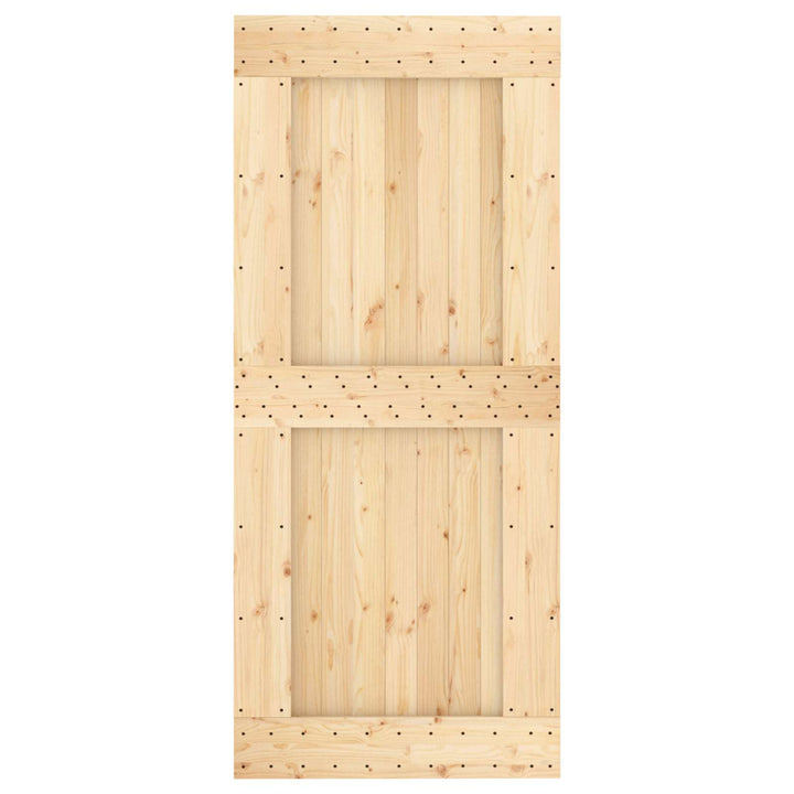 Skjutdörr Naturlig Och Vit 90 X 210 Cm Massiv Furuträdörr