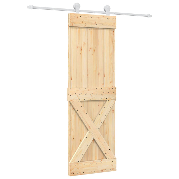 Skjutdörr Naturlig Och Vit 70 X 210 Cm Massiv Furuträdörr