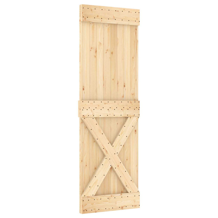 Skjutdörr Naturlig Och Vit 70 X 210 Cm Massiv Furuträdörr