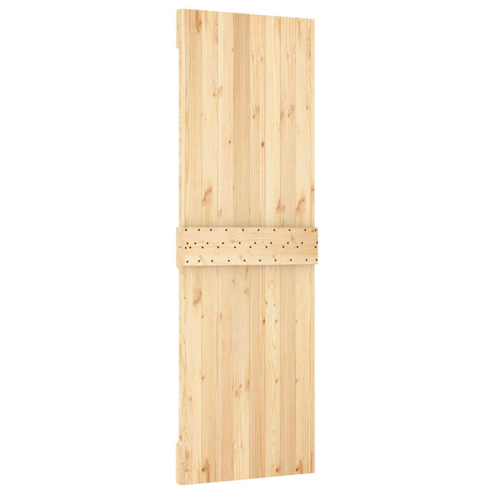 Skjutdörr Naturlig Och Vit 70 X 210 Cm Massiv Furuträdörr