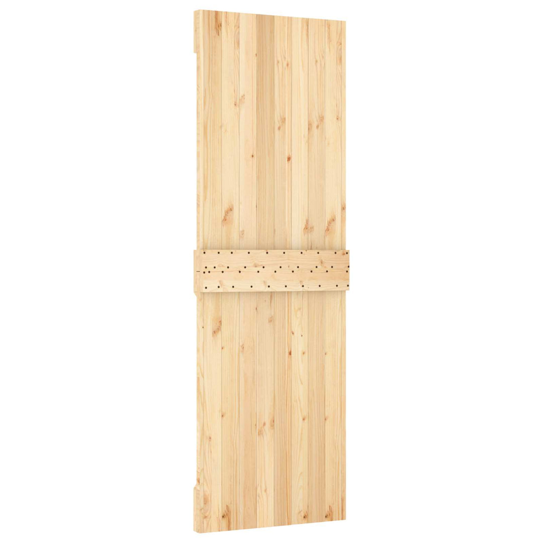 Skjutdörr Naturlig Och Vit 70 X 210 Cm Massiv Furuträdörr