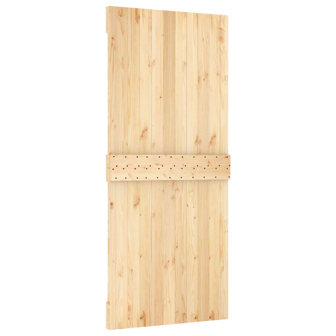 Skjutdörr Naturlig Och Vit 90 X 210 Cm Massiv Furuträdörr