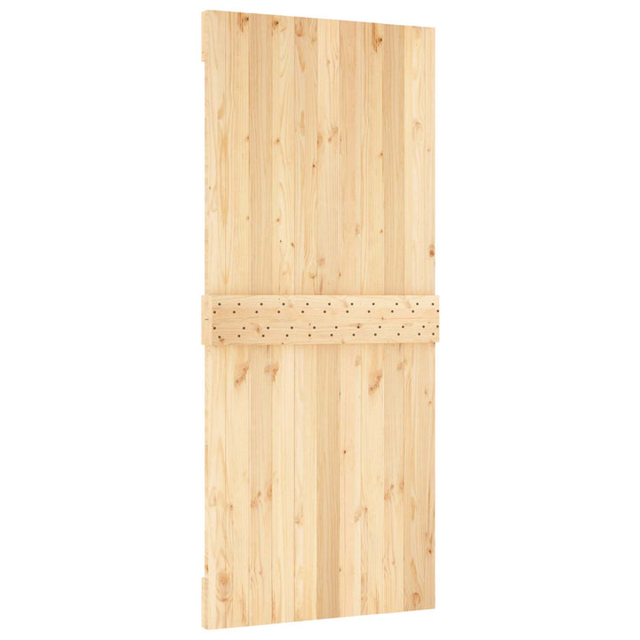 Skjutdörr Naturlig Och Vit 90 X 210 Cm Massiv Furuträdörr