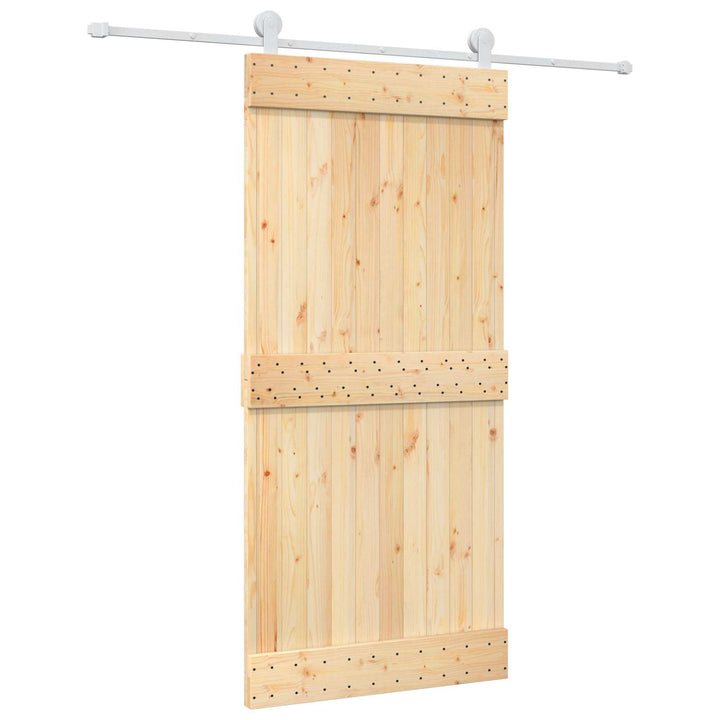 Skjutdörr Naturlig Och Vit 95 X 210 Cm Massiv Furuträdörr