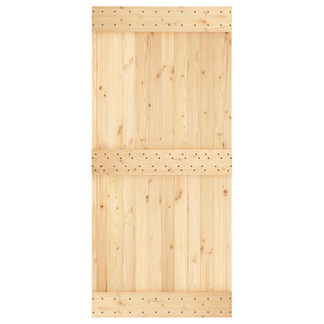 Skjutdörr Naturlig Och Vit 95 X 210 Cm Massiv Furuträdörr