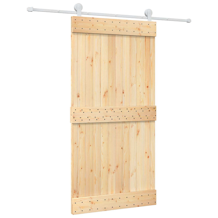 Skjutdörr Naturlig Och Vit 100 X 210 Cm Massiv Furuträdörr