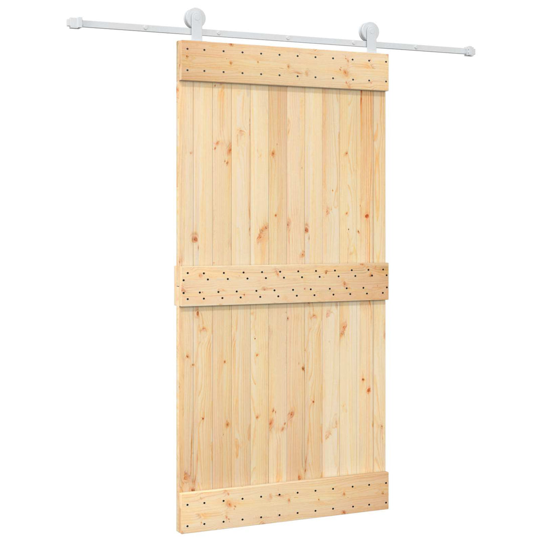 Skjutdörr Naturlig Och Vit 100 X 210 Cm Massiv Furuträdörr