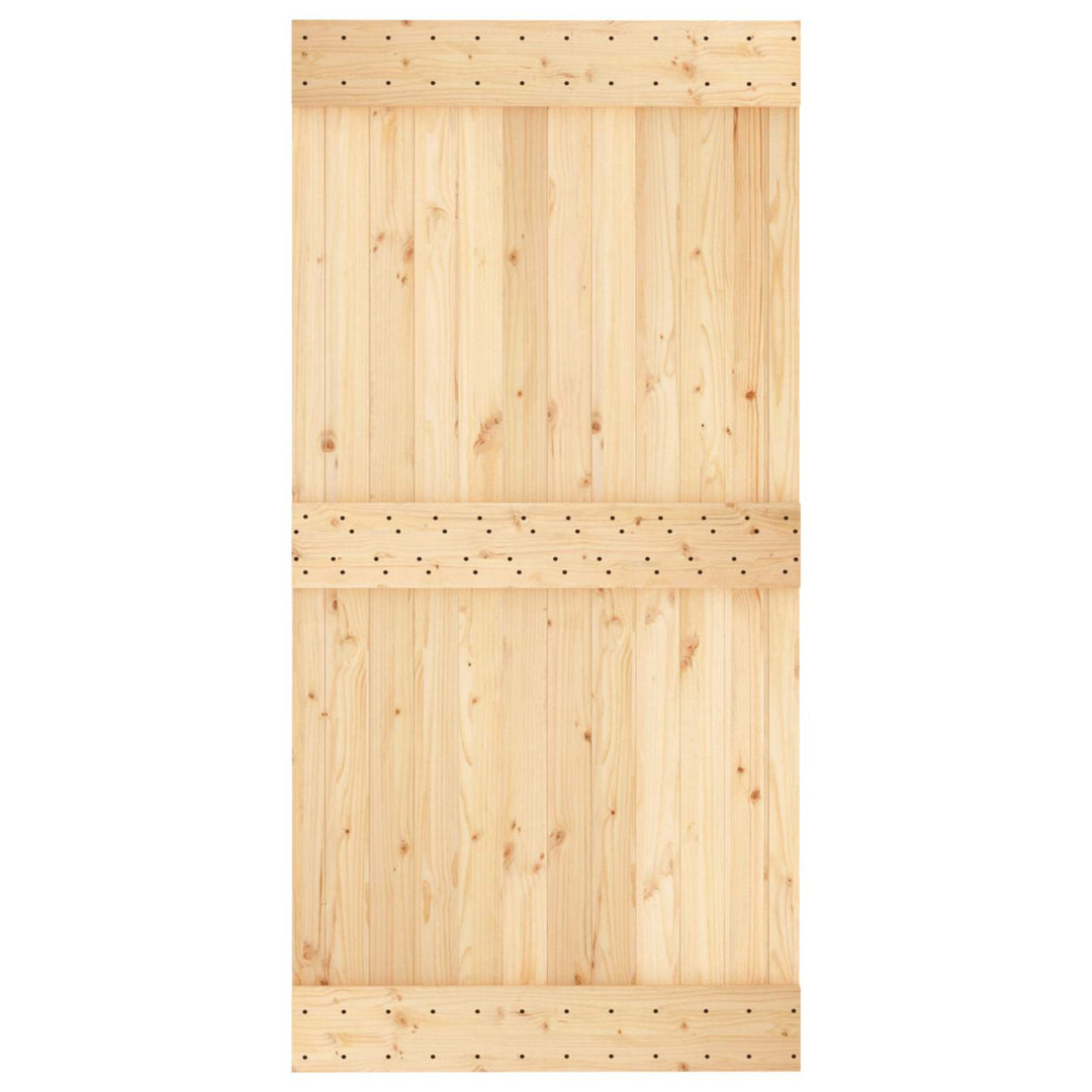 Skjutdörr Naturlig Och Vit 100 X 210 Cm Massiv Furuträdörr