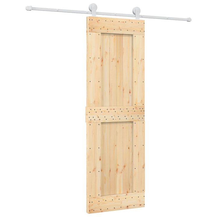 Skjutdörr Naturlig Och Vit 70 X 210 Cm Massiv Furuträdörr