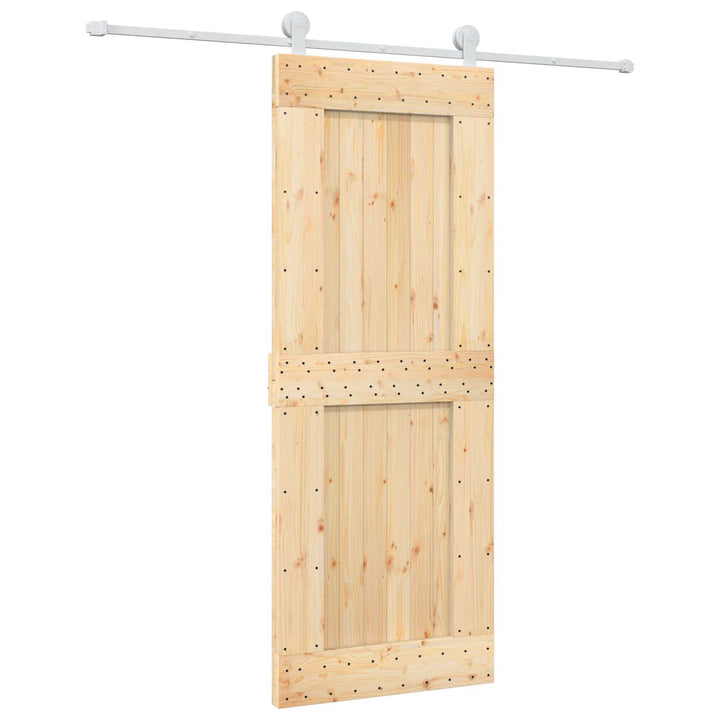 Skjutdörr Naturlig Och Vit 80 X 210 Cm Massiv Furuträdörr