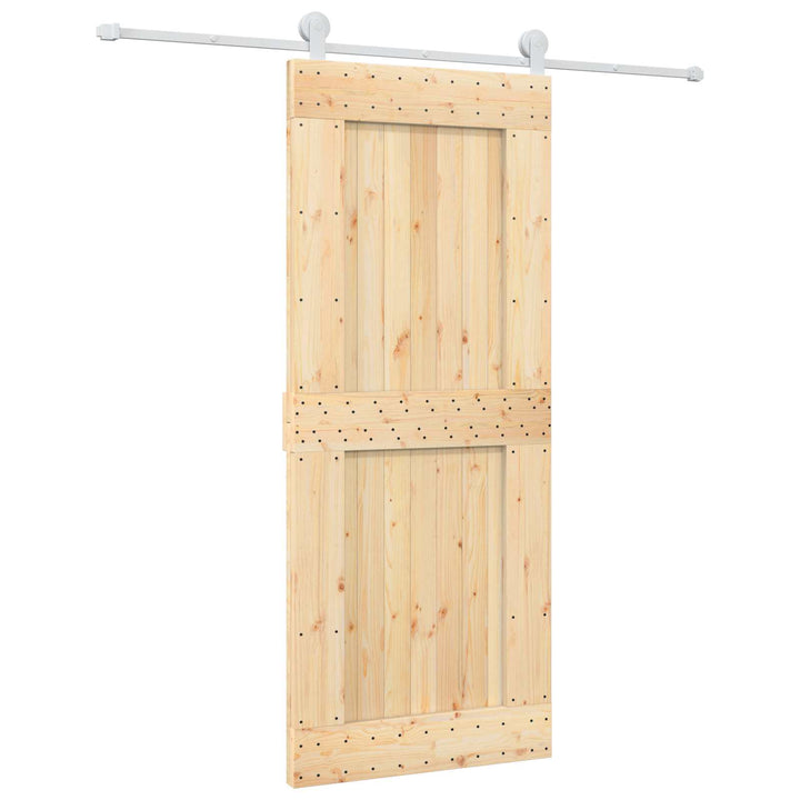 Skjutdörr Naturlig Och Vit 85 X 210 Cm Massiv Furuträdörr
