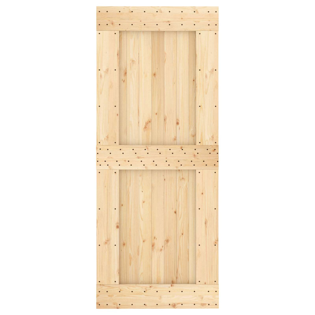 Skjutdörr Naturlig Och Vit 85 X 210 Cm Massiv Furuträdörr