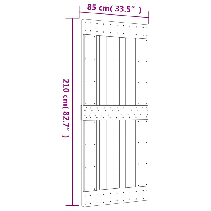 Skjutdörr Naturlig Och Vit 85 X 210 Cm Massiv Furuträdörr