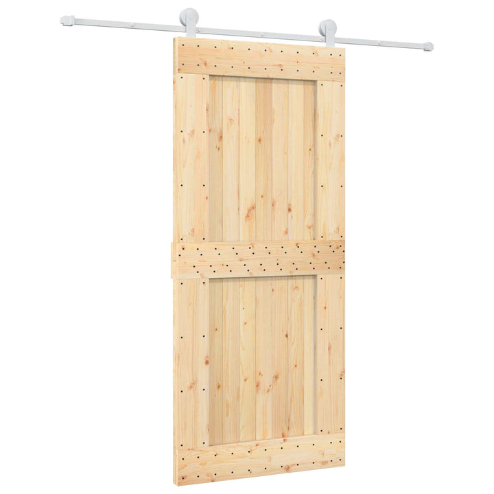 Skjutdörr Naturlig Och Vit 90 X 210 Cm Massiv Furuträdörr