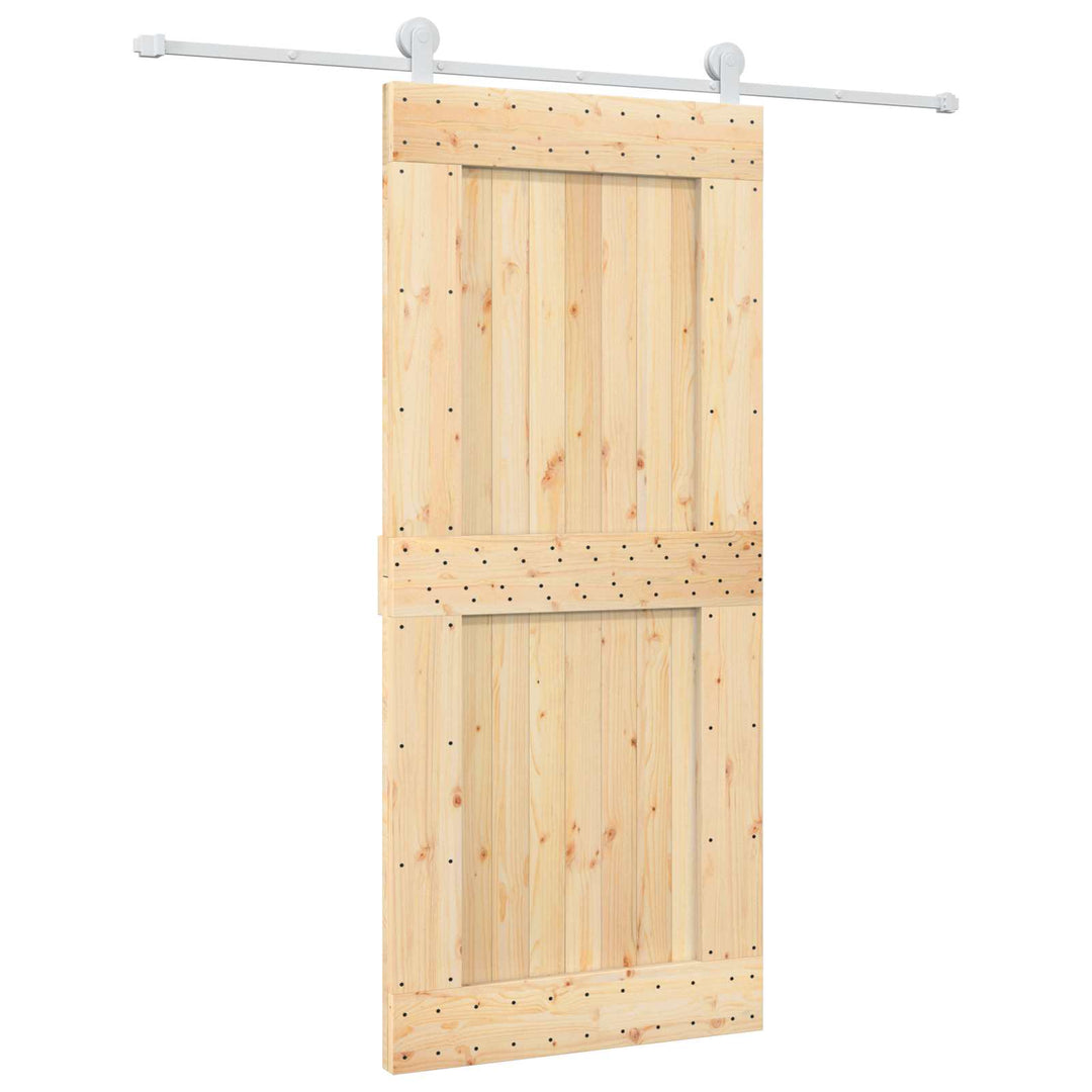 Skjutdörr Naturlig Och Vit 90 X 210 Cm Massiv Furuträdörr