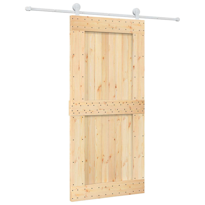 Skjutdörr Naturlig Och Vit 95 X 210 Cm Massiv Furuträdörr