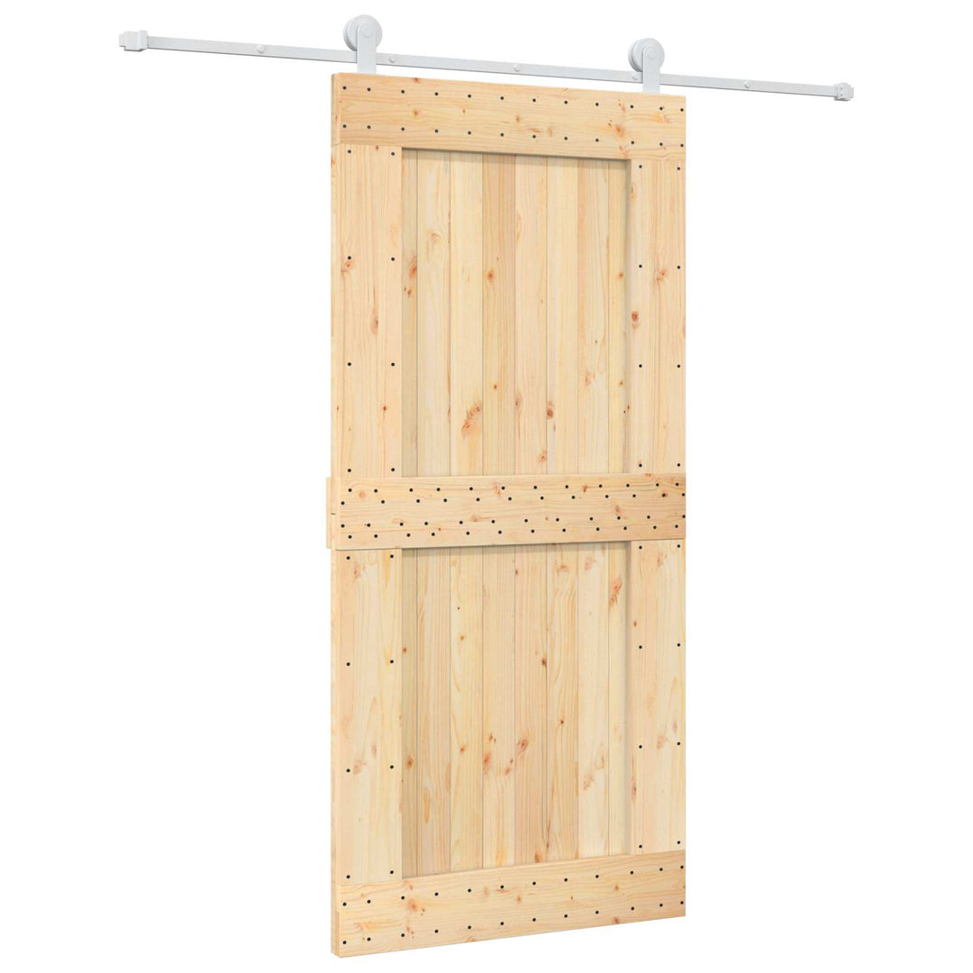 Skjutdörr Naturlig Och Vit 95 X 210 Cm Massiv Furuträdörr