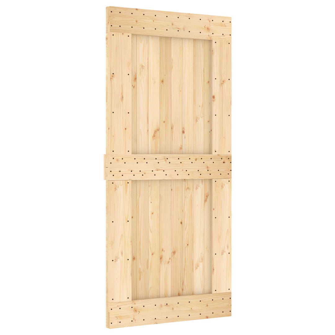 Skjutdörr Naturlig Och Vit 95 X 210 Cm Massiv Furuträdörr
