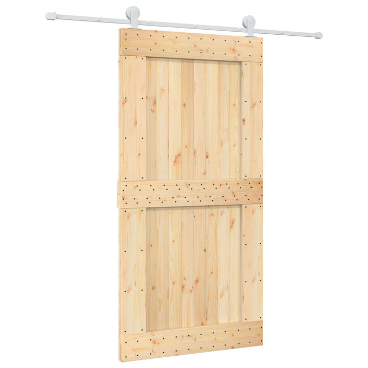Skjutdörr Naturlig Och Vit Massiv Furuträdörr (Obehandlad)