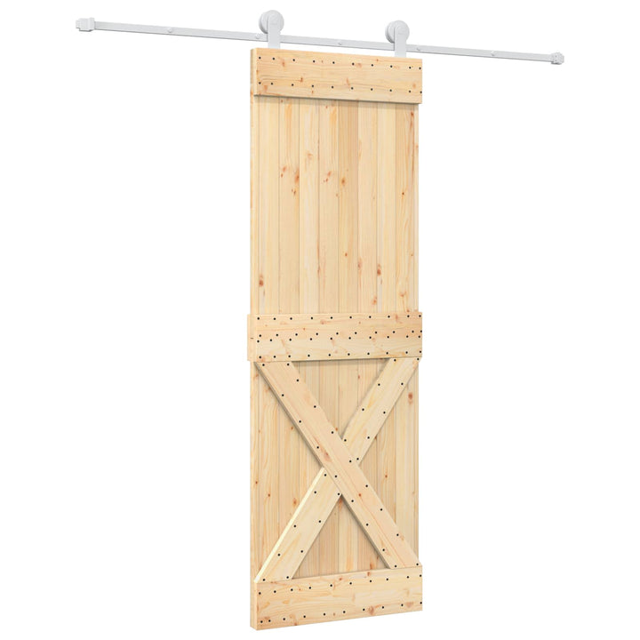 Skjutdörr Naturlig Och Vit 70 X 210 Cm Massiv Furuträdörr