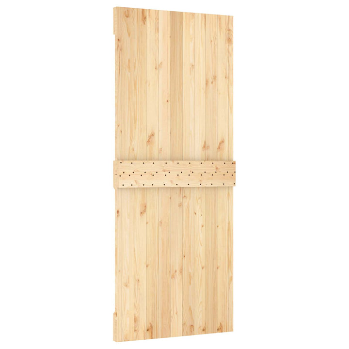 Skjutdörr Naturlig Och Vit 85 X 210 Cm Massiv Furuträdörr