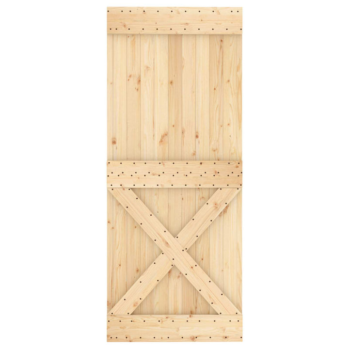 Skjutdörr Naturlig Och Vit 85 X 210 Cm Massiv Furuträdörr