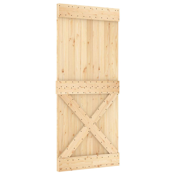 Skjutdörr Naturlig Och Vit 90 X 210 Cm Massiv Furuträdörr