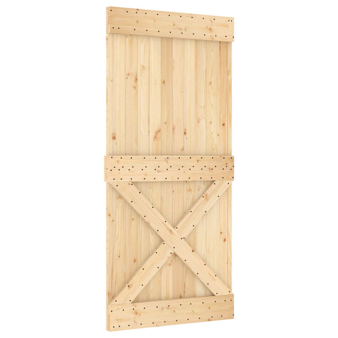 Skjutdörr Naturlig Och Vit 95 X 210 Cm Massiv Furuträdörr