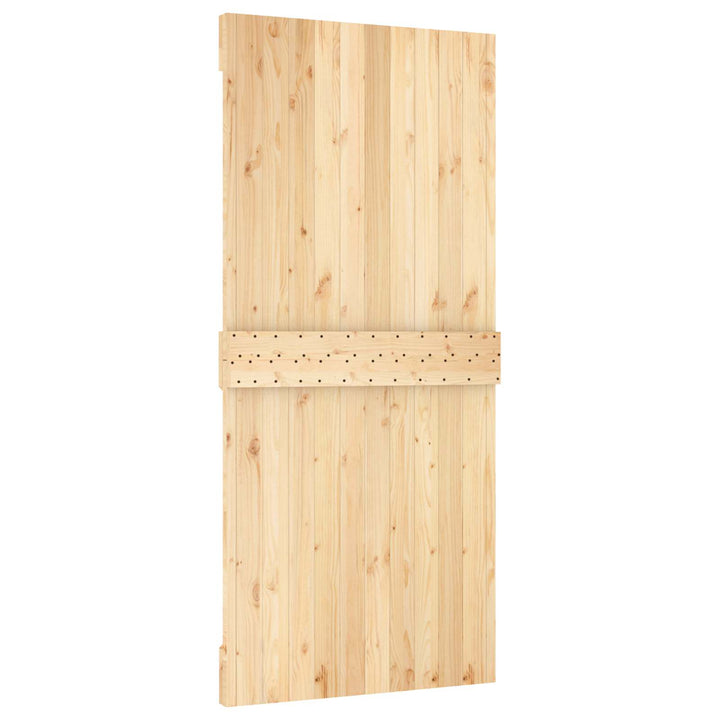 Skjutdörr Naturlig Och Vit 95 X 210 Cm Massiv Furuträdörr