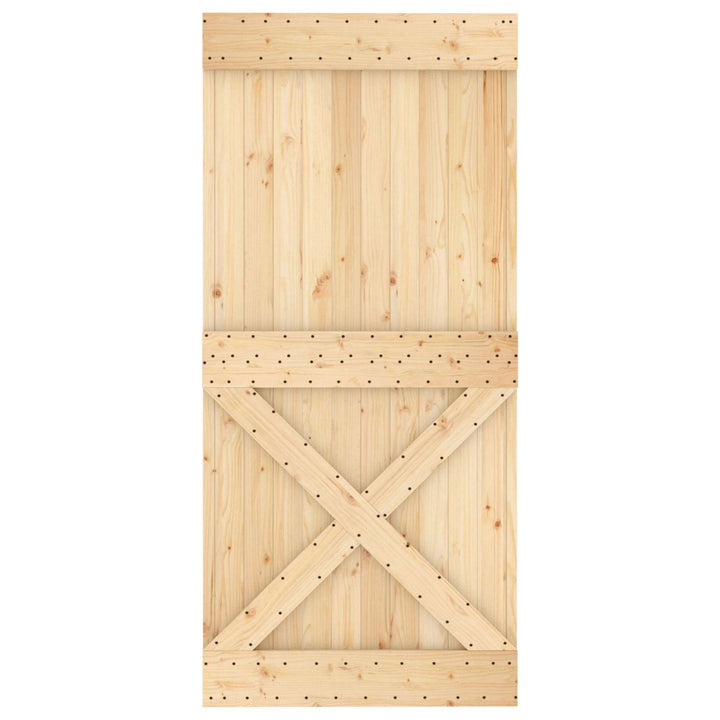 Skjutdörr Naturlig Och Vit 95 X 210 Cm Massiv Furuträdörr
