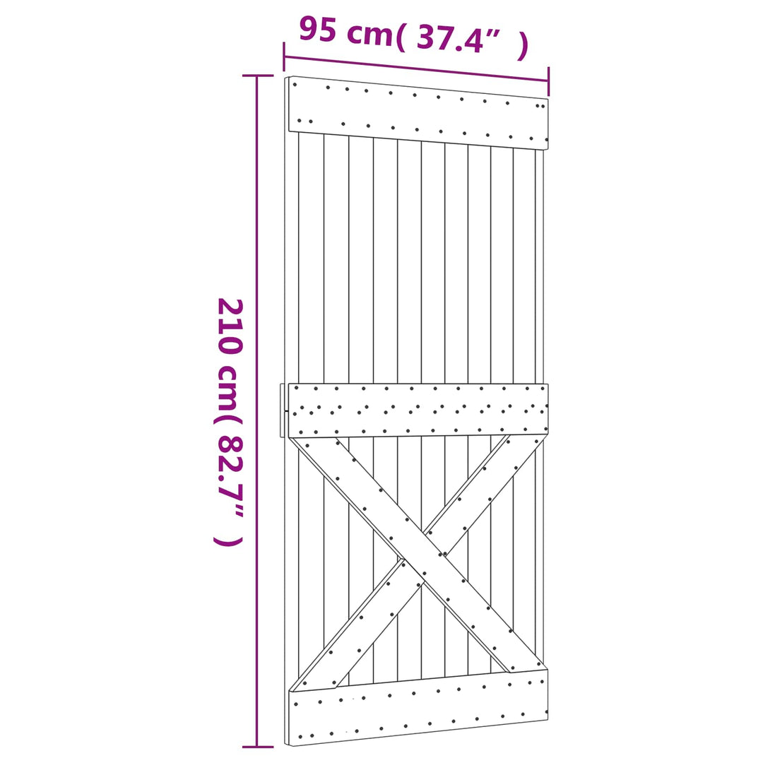 Skjutdörr Naturlig Och Vit 95 X 210 Cm Massiv Furuträdörr