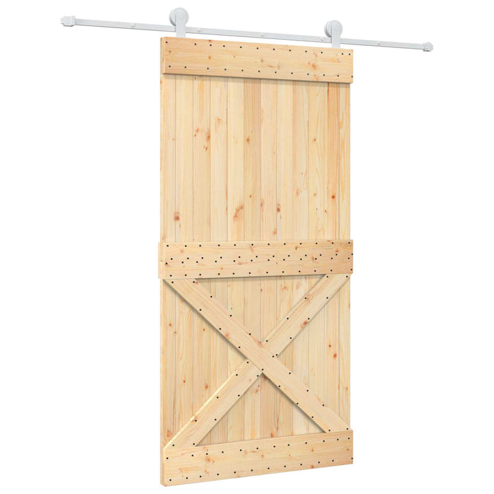 Skjutdörr Naturlig Och Vit 100 X 210 Cm Massiv Furuträdörr