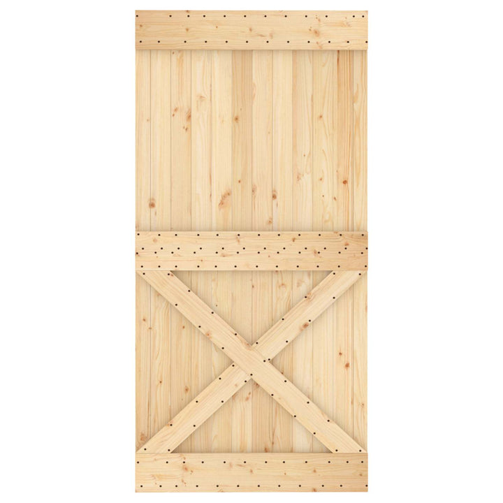 Skjutdörr Naturlig Och Vit 100 X 210 Cm Massiv Furuträdörr