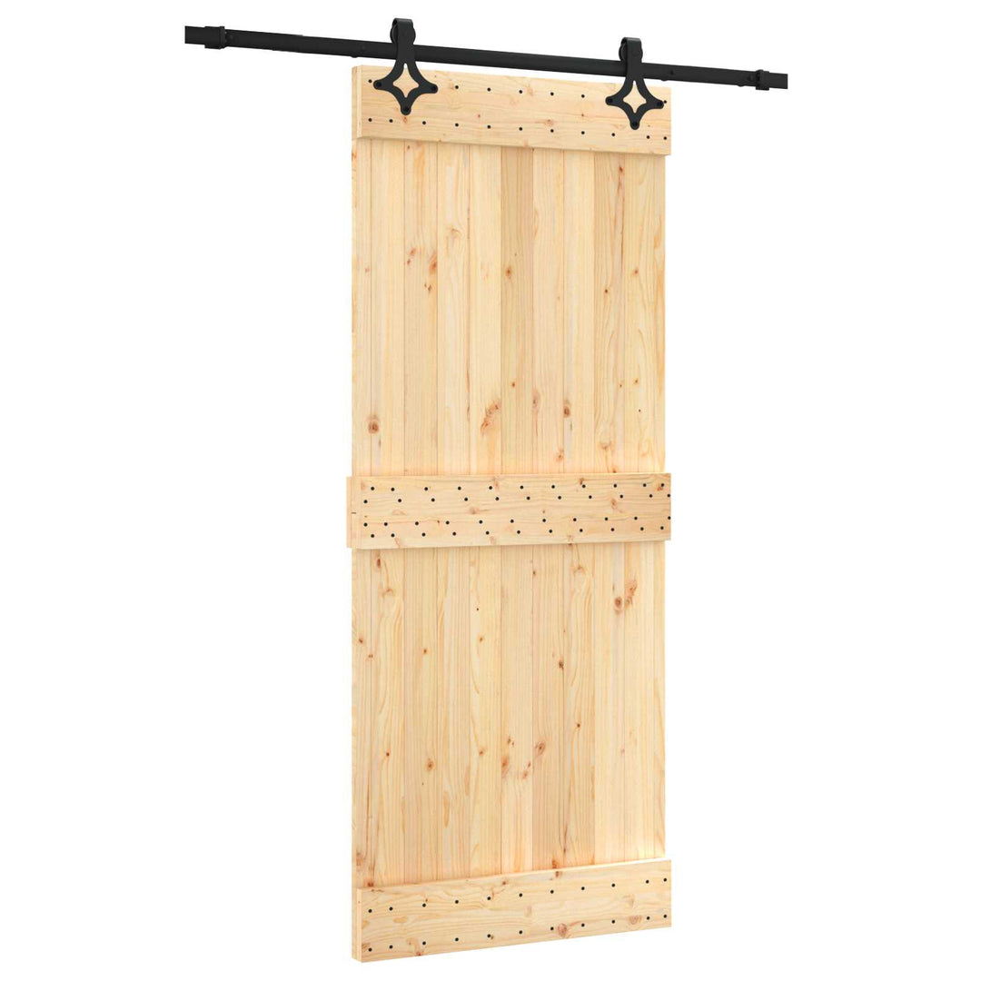 Skjutdörr Naturlig Och Svart 85 X 210 Cm Massiv Furuträdörr
