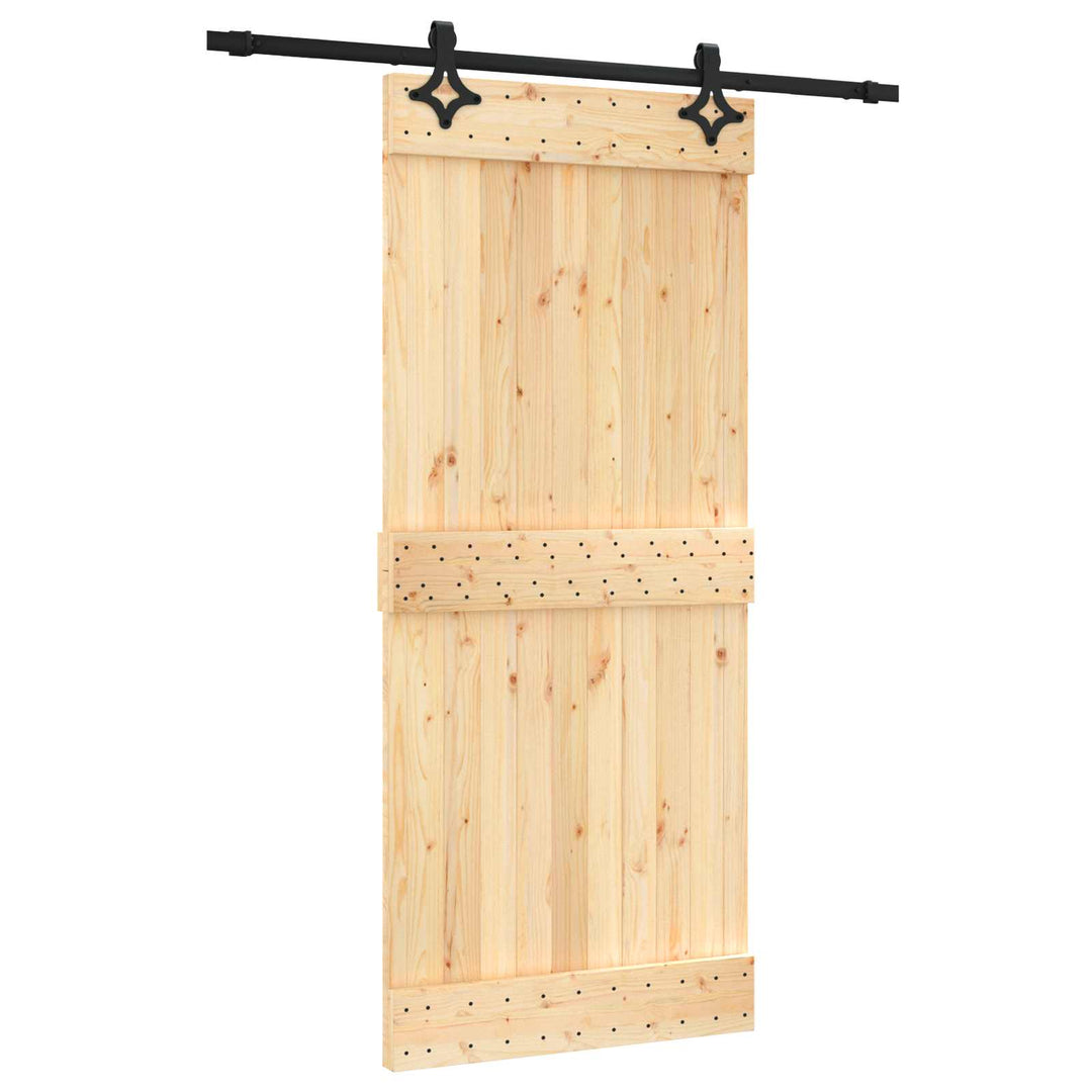Skjutdörr Naturlig Och Svart 90 X 210 Cm Massiv Furuträdörr