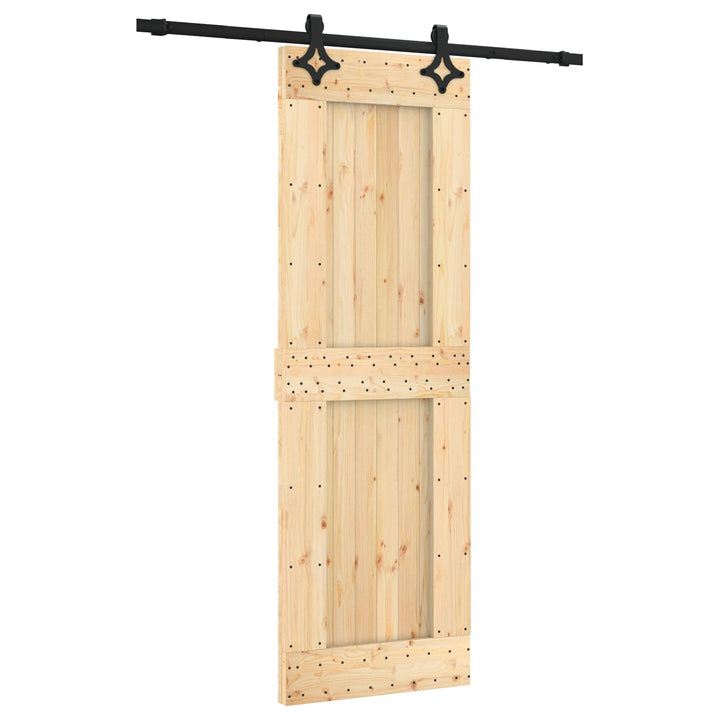 Skjutdörr Naturlig Och Svart 70 X 210 Cm Massiv Furuträdörr