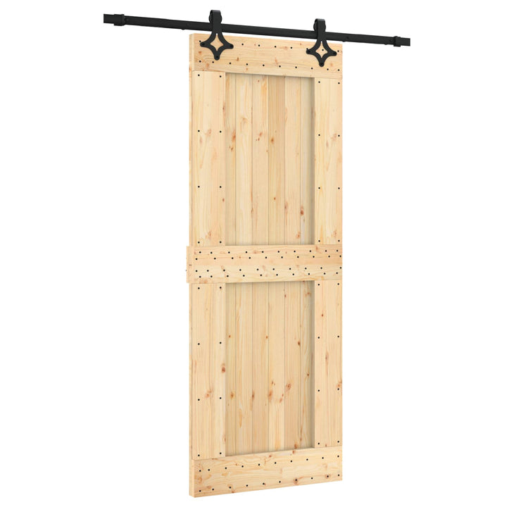 Skjutdörr Naturlig Och Svart 80 X 210 Cm Massiv Furuträdörr