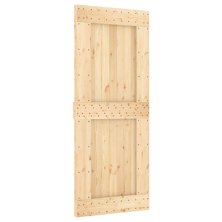 Skjutdörr Naturlig Och Svart 85 X 210 Cm Massiv Furuträdörr
