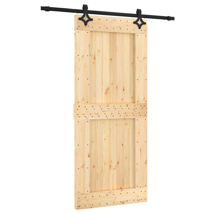 Skjutdörr Naturlig Och Svart Massiv Furuträdörr (Obehandlad)