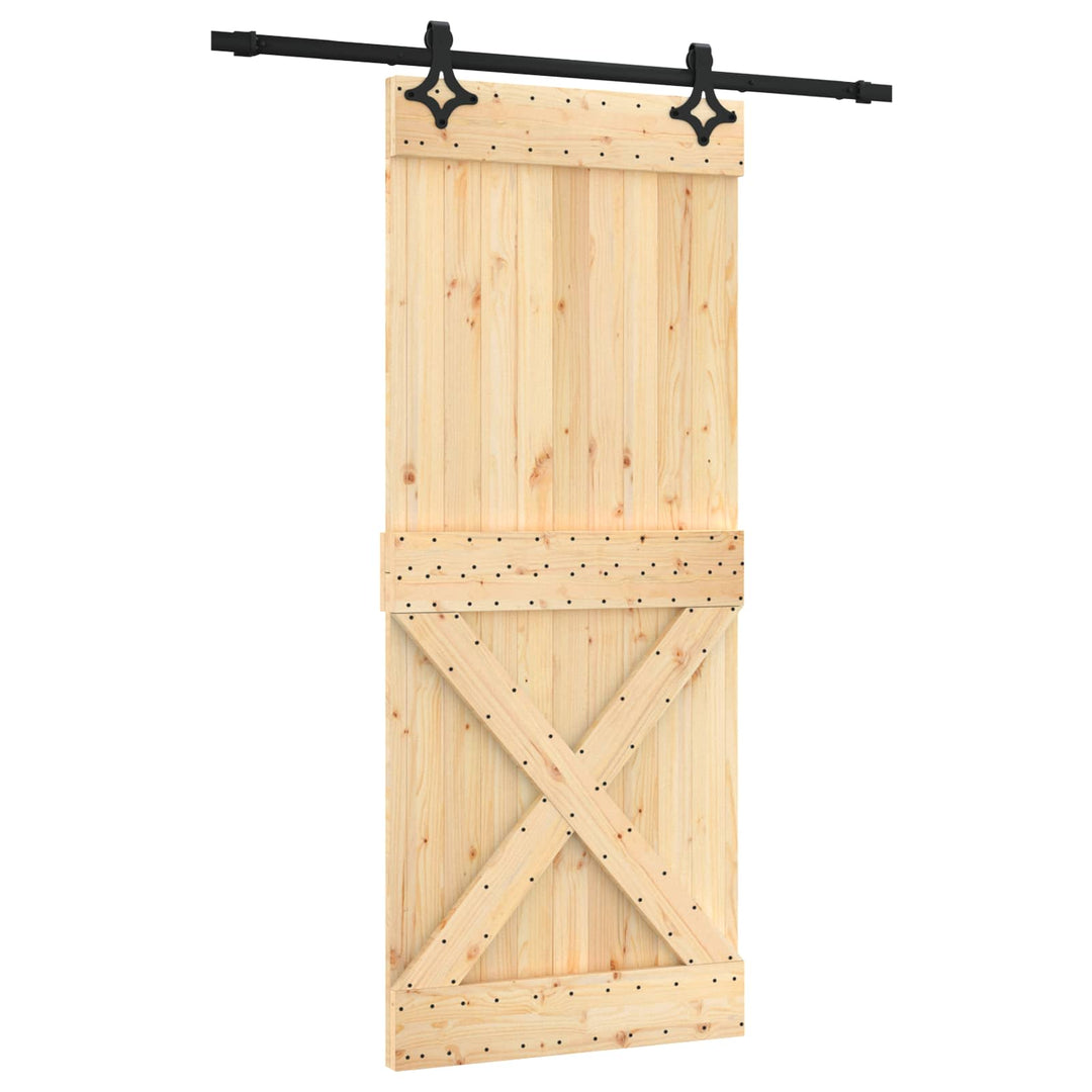 Skjutdörr Naturlig Och Svart 85 X 210 Cm Massiv Furuträdörr