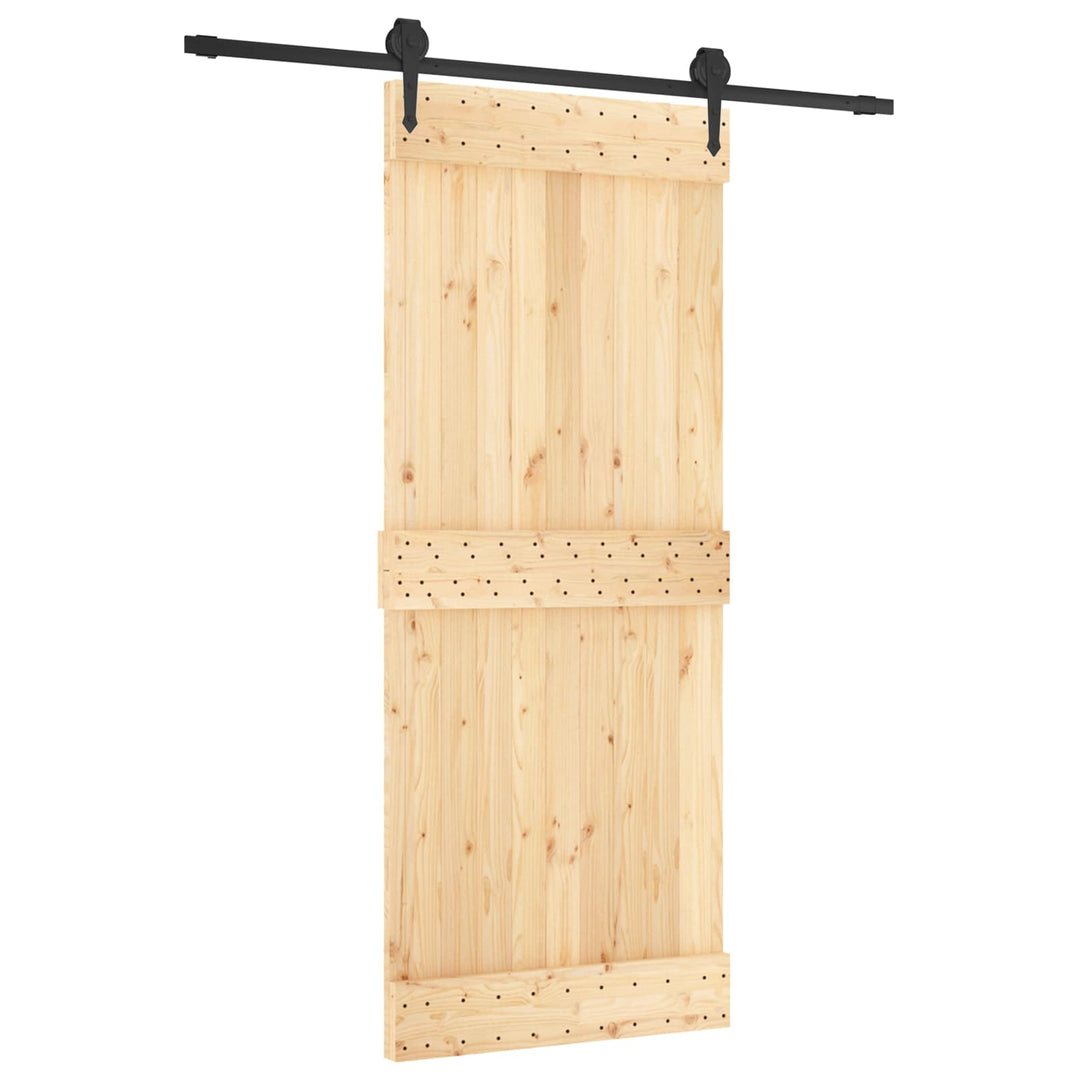 Skjutdörr Naturlig Och Svart 85 X 210 Cm Massiv Furuträdörr
