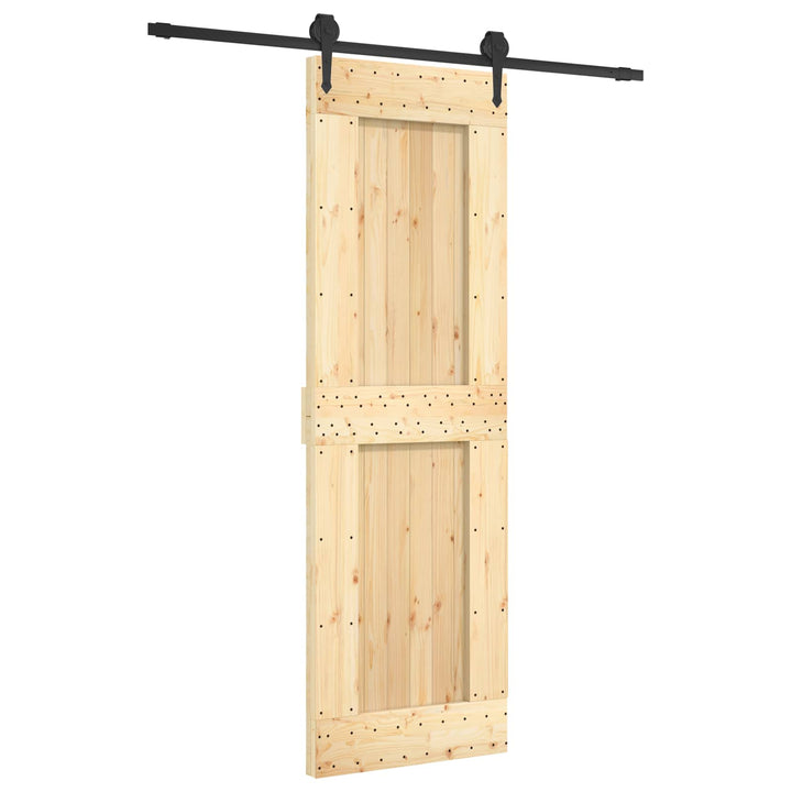 Skjutdörr Naturlig Och Svart 70 X 210 Cm Massiv Furuträdörr