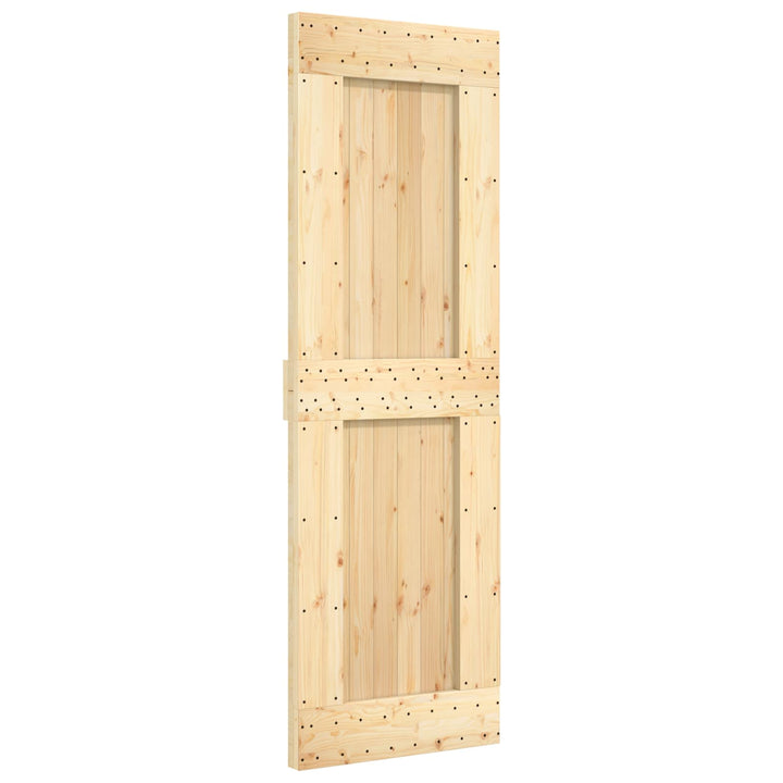 Skjutdörr Naturlig Och Svart 70 X 210 Cm Massiv Furuträdörr