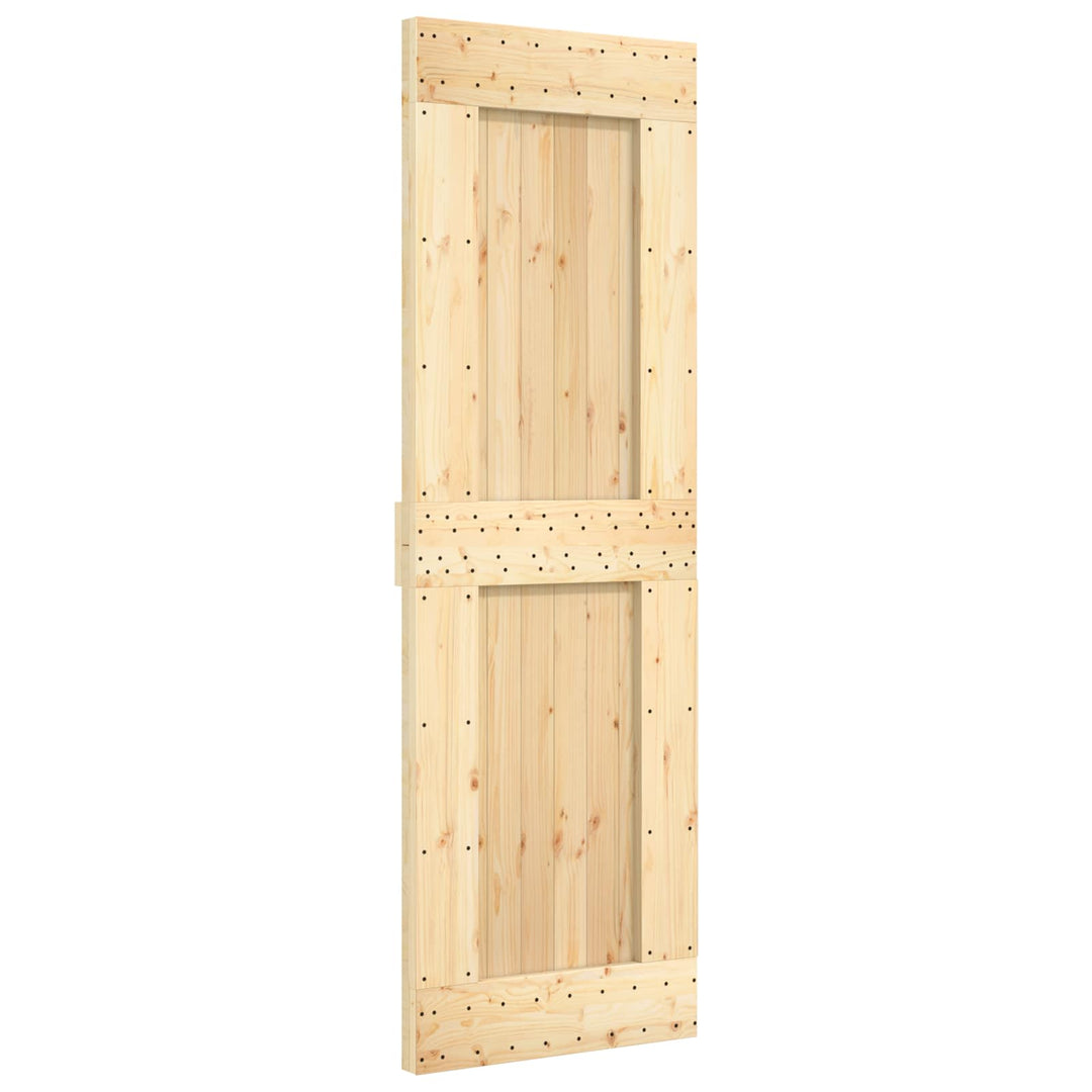 Skjutdörr Naturlig Och Svart 70 X 210 Cm Massiv Furuträdörr