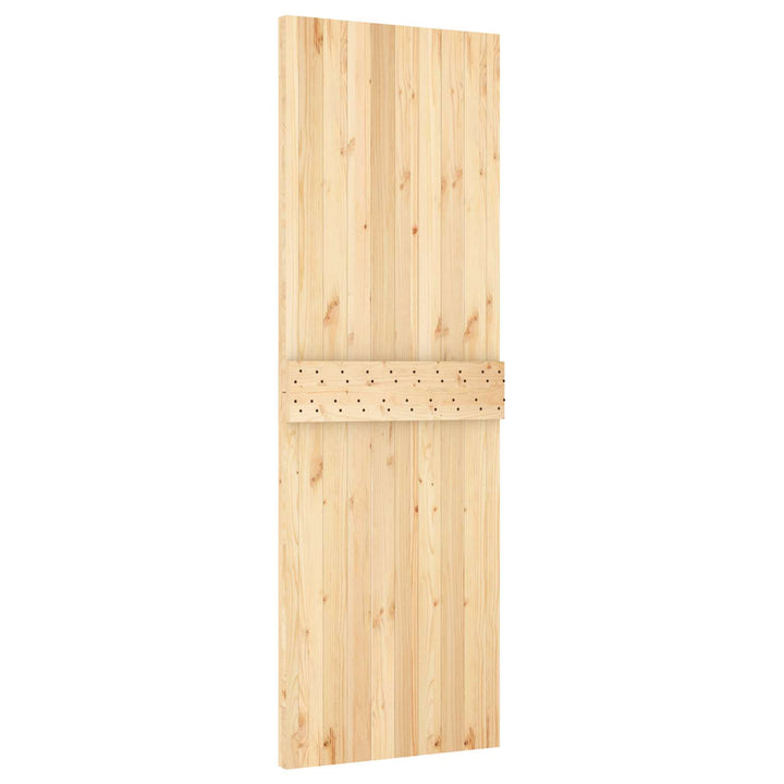 Skjutdörr Naturlig Och Svart 70 X 210 Cm Massiv Furuträdörr
