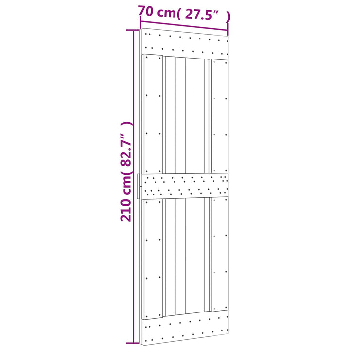 Skjutdörr Naturlig Och Svart 70 X 210 Cm Massiv Furuträdörr