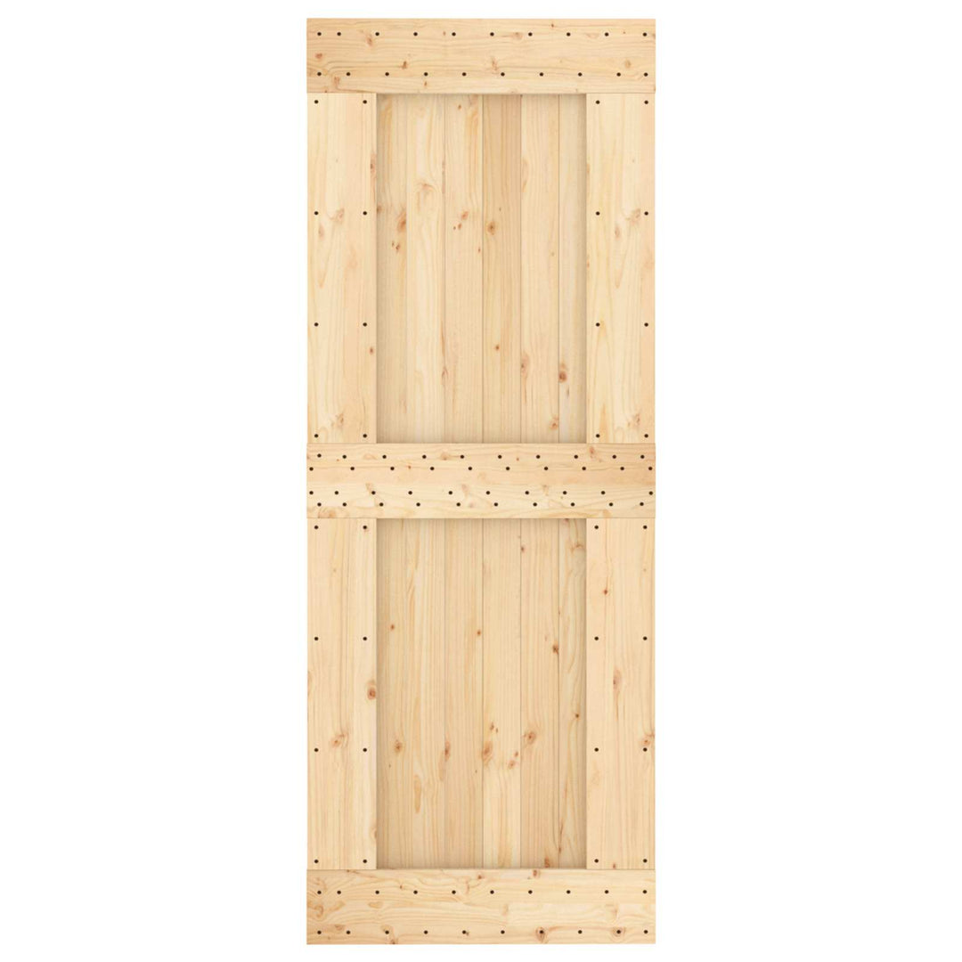 Skjutdörr Naturlig Och Svart 80 X 210 Cm Massiv Furuträdörr