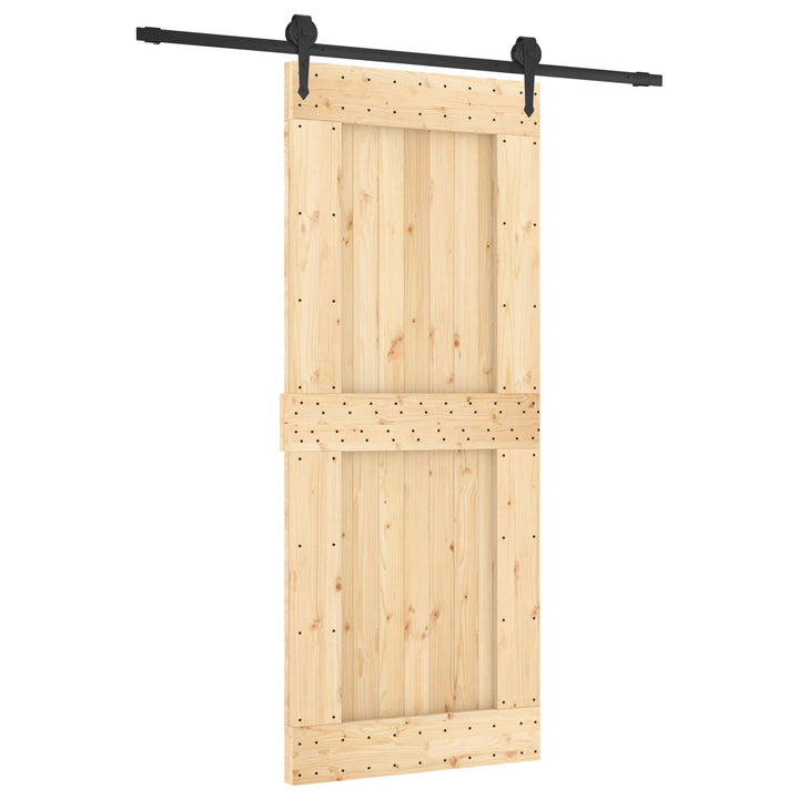 Skjutdörr Naturlig Och Svart 85 X 210 Cm Massiv Furuträdörr